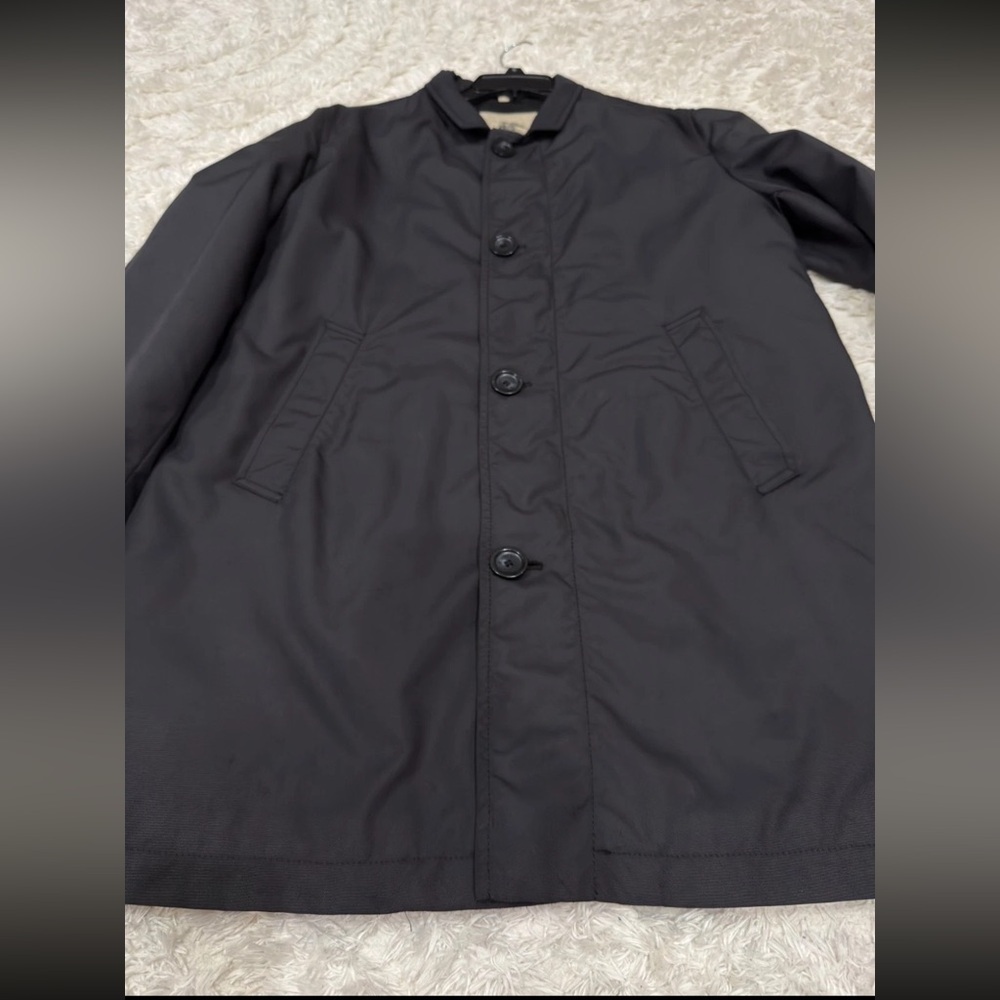 Burberry Black Zip Up Button Coat Size Large Over Coat - Picture 4 of 14